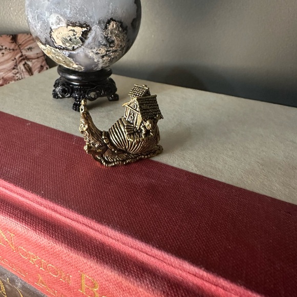 Brass Snail with House and Creature Miniature Figurine Statue - Picture 9 of 10